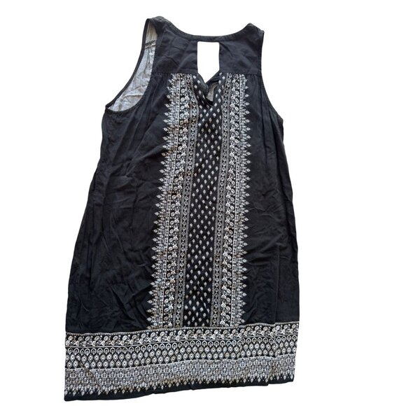 Old Navy Black Sleeveless Boho Print Dress With Keyhole Detail - Size M - Picture 2 of 5